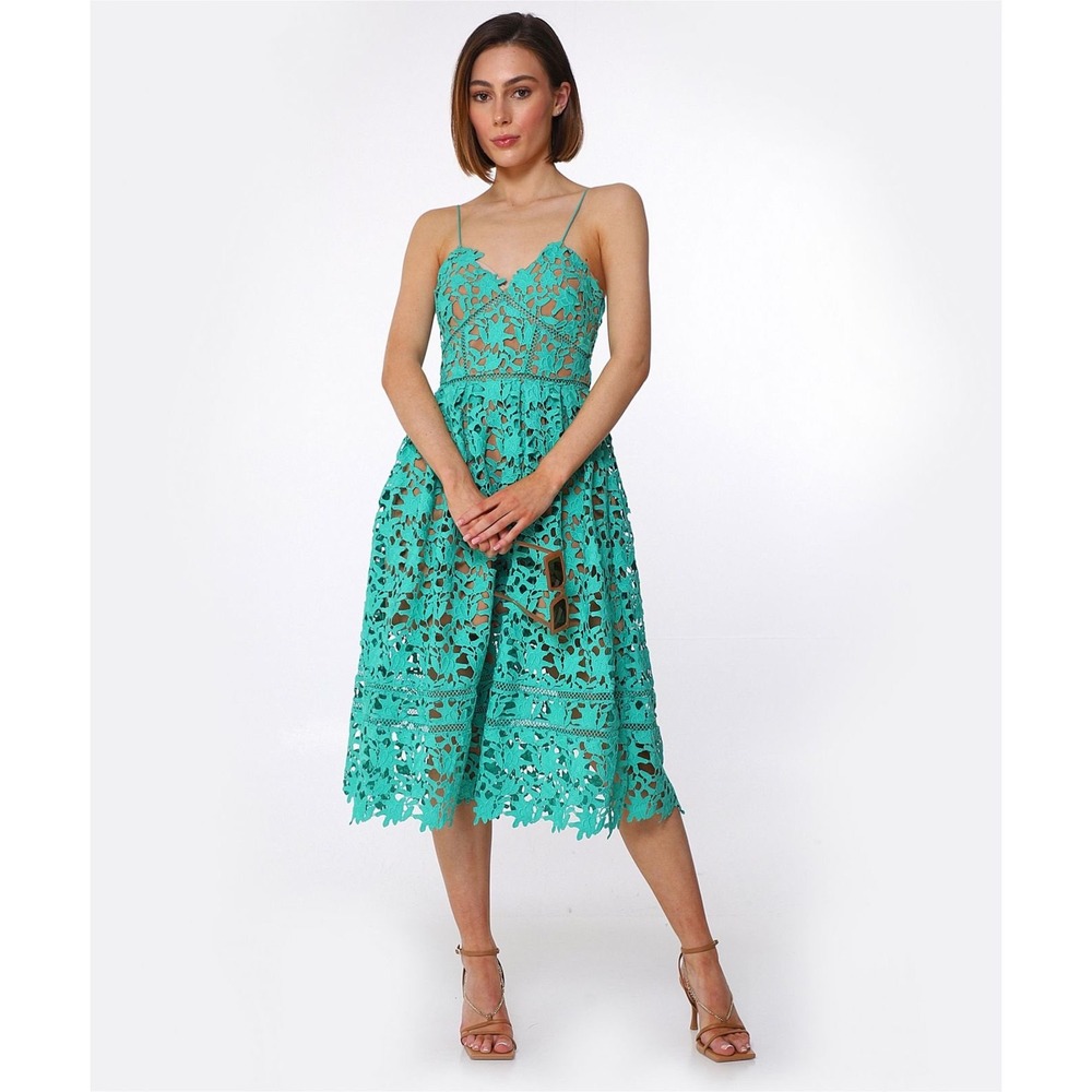 Self-Portrait Azaelea Midi Dress‎ Spearmint Green Womens 6